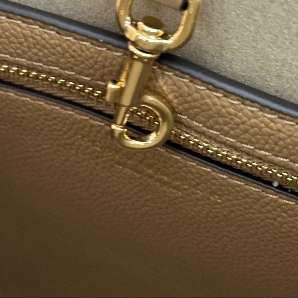 Tory Burch SMALL ROMY LEATHER HOBO BAG, TIRAMISU, Women Handbag NWT